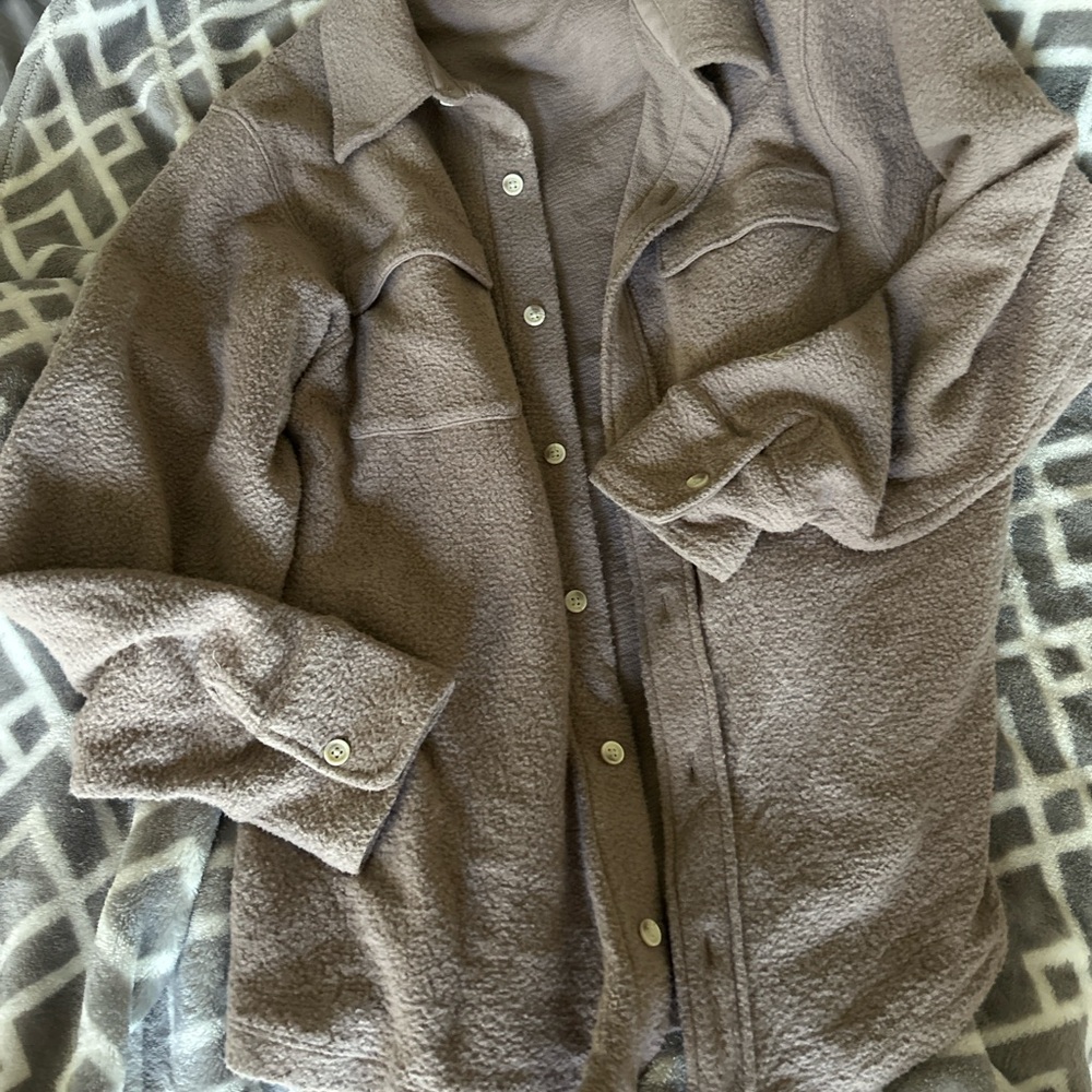 VS Pink Cozy Brown Fleece Jacket XS Runs Baggy